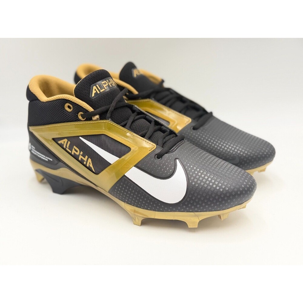 Nike Alpha Men’s Size 11.5 Menace 4 Pro TB PE Black Gold Cleats FD7037-003